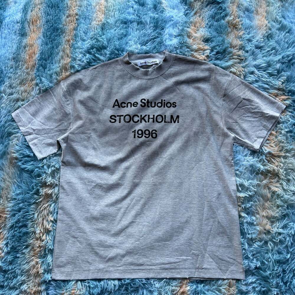 Acne Studios Stockholm 1996 Logo T-Shirt Pale Grey Melange